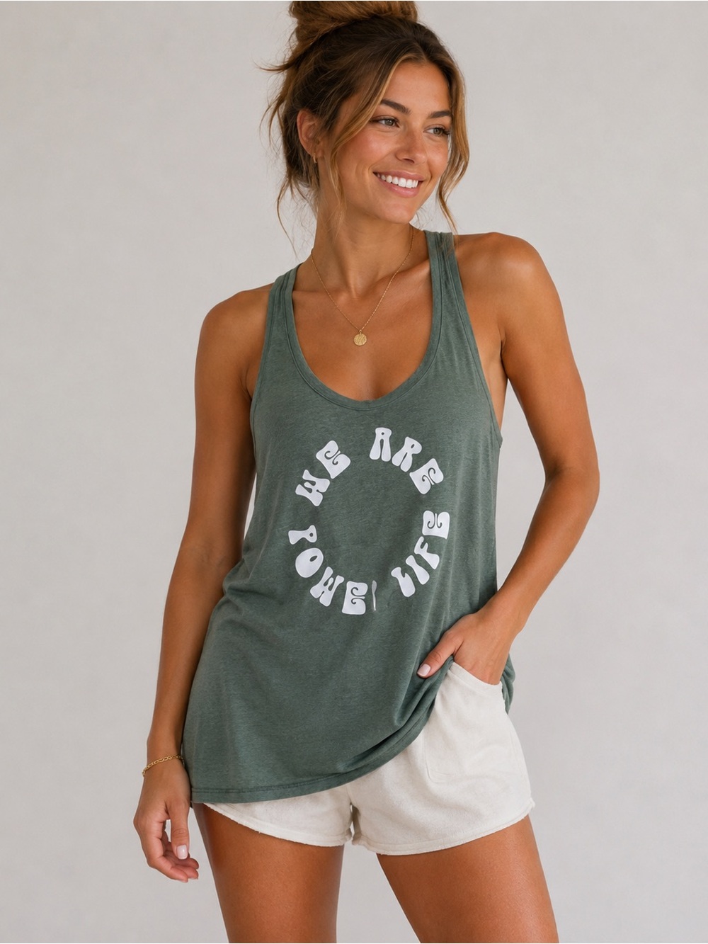 Lululemon Love Tank Top Size 10 Green We Are Power Life Graphic Pima Cotton